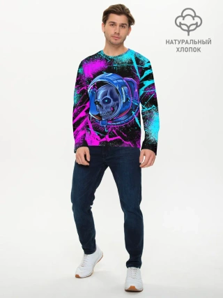 Мужской лонгслив базовый / Неоновый череп
