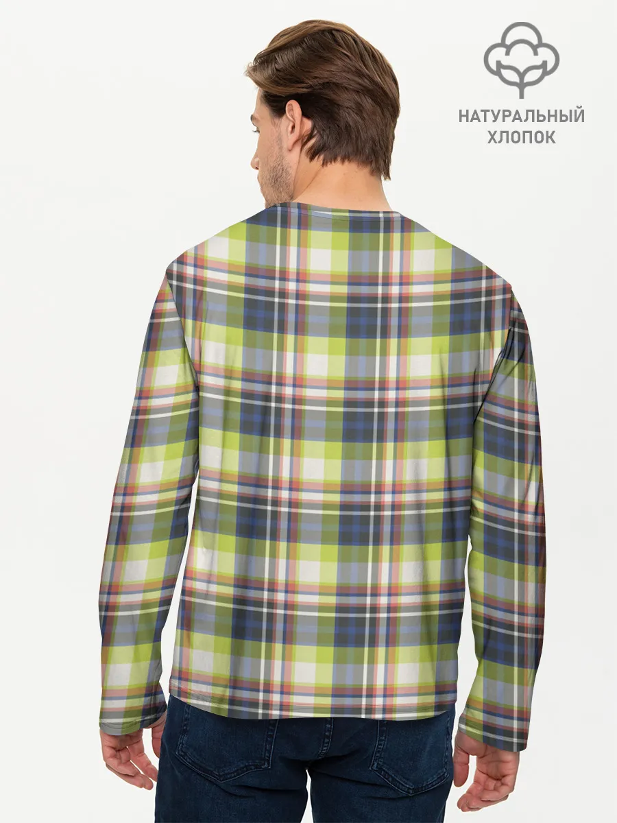 Мужской лонгслив базовый / Текстура в клетку