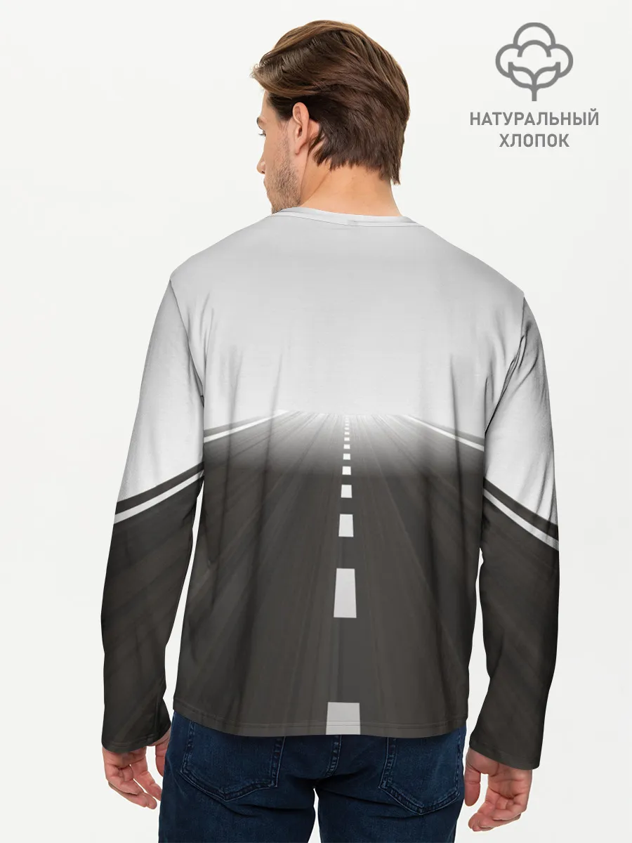 Мужской лонгслив базовый / Дорога, уходящая в даль