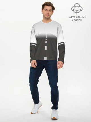 Мужской лонгслив базовый / Дорога, уходящая в даль