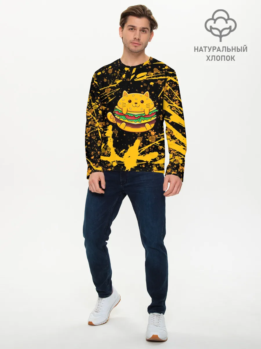 Мужской лонгслив базовый / Котобургер