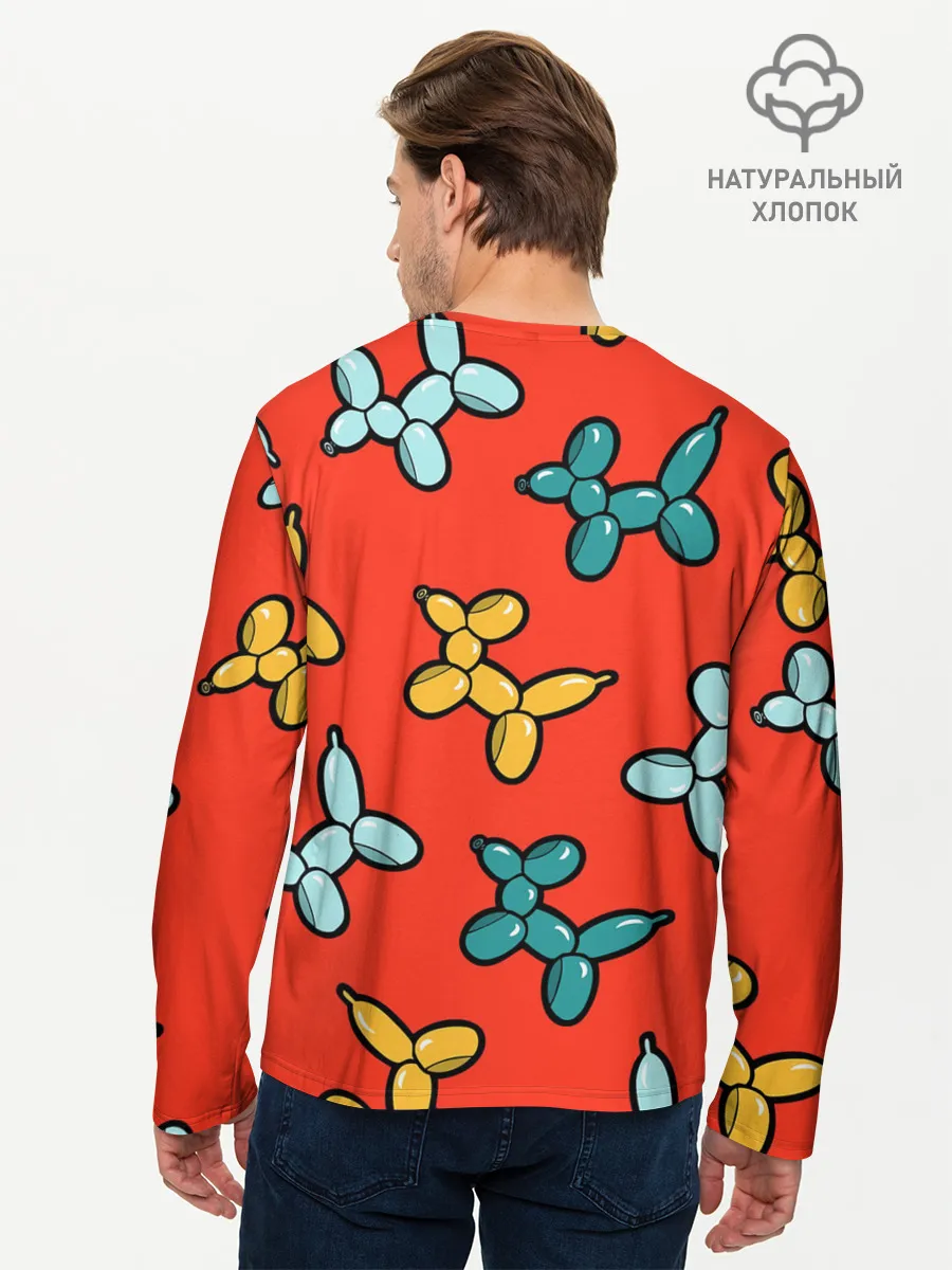 Мужской лонгслив базовый / Собачки шарики