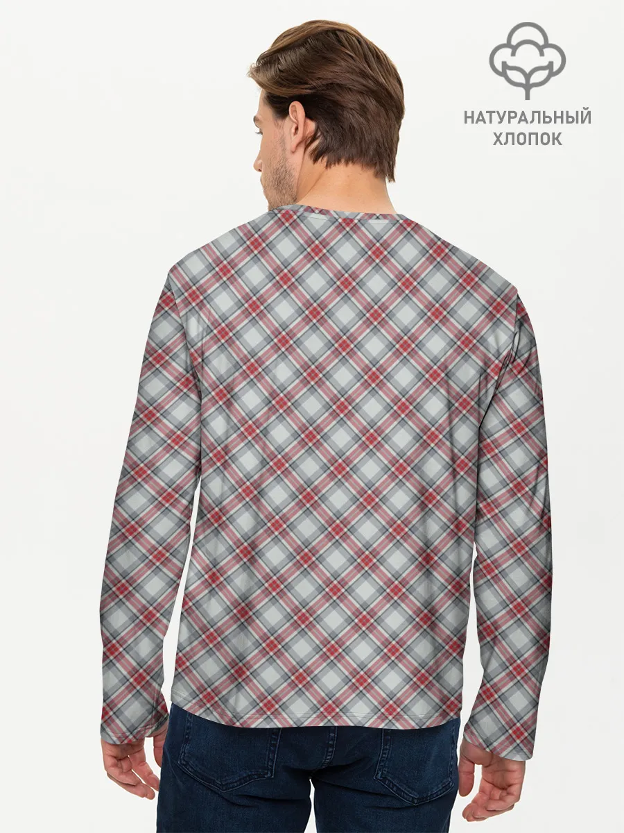 Мужской лонгслив базовый / Текстура в клетку