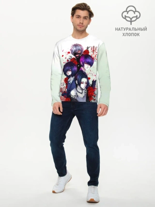 Мужской лонгслив базовый / Канеки с девчонками - Токийский гуль