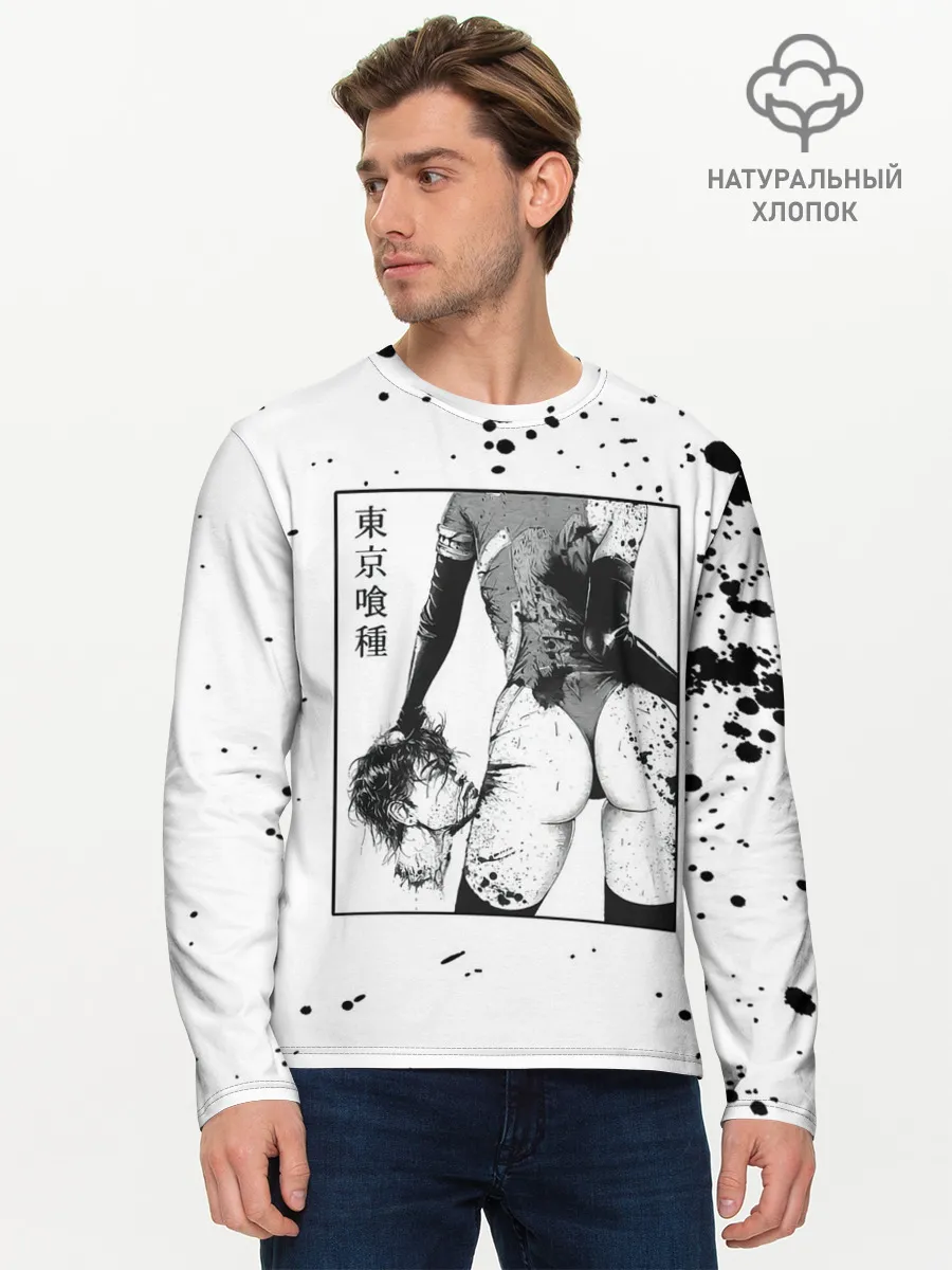Мужской лонгслив базовый / Токийский гуль голова