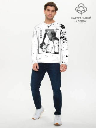 Мужской лонгслив базовый / Токийский гуль голова