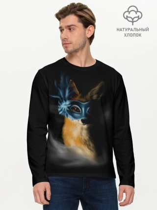 Мужской лонгслив базовый / Лиса в маске