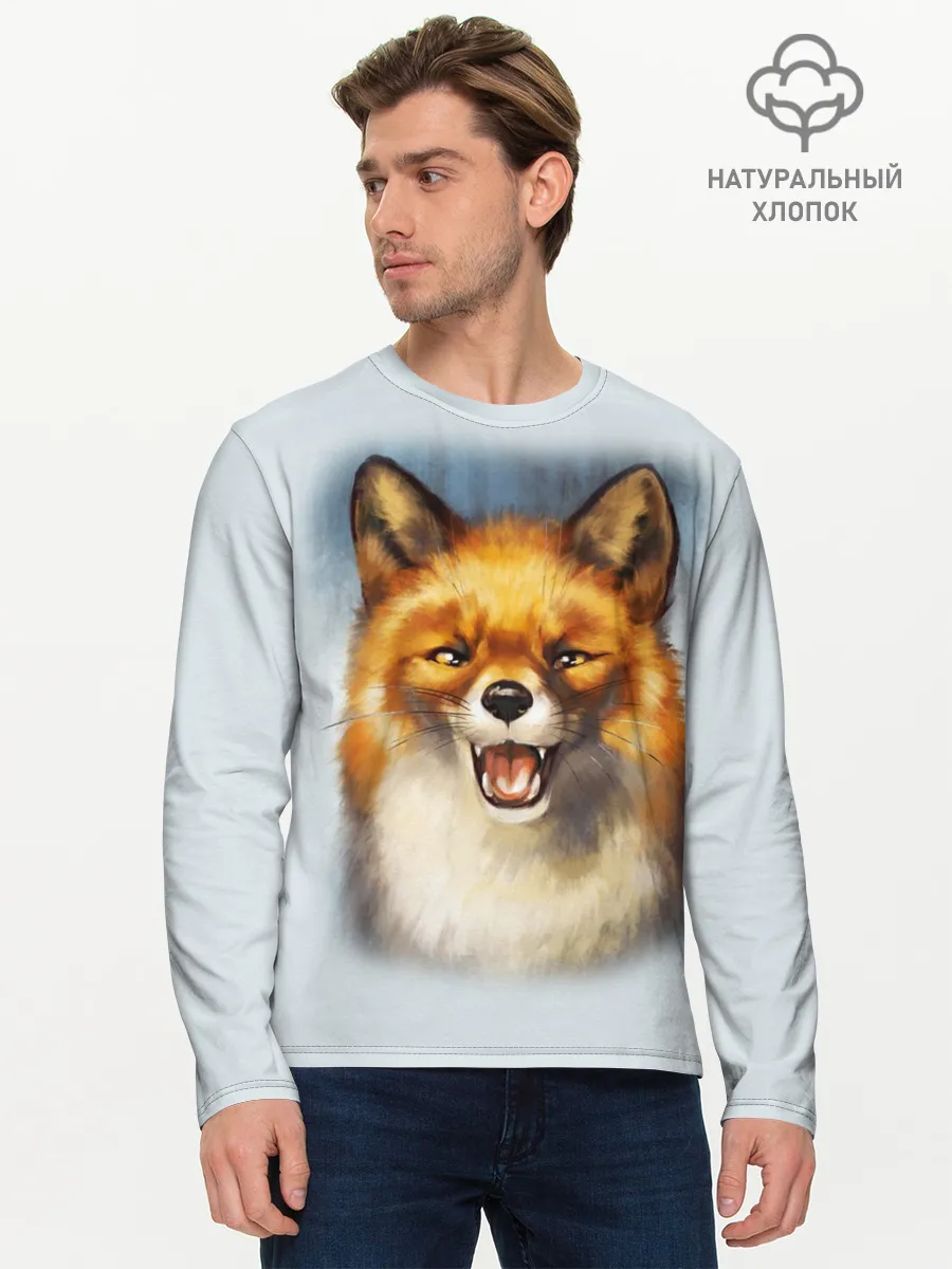 Мужской лонгслив базовый / Рыжая лиса