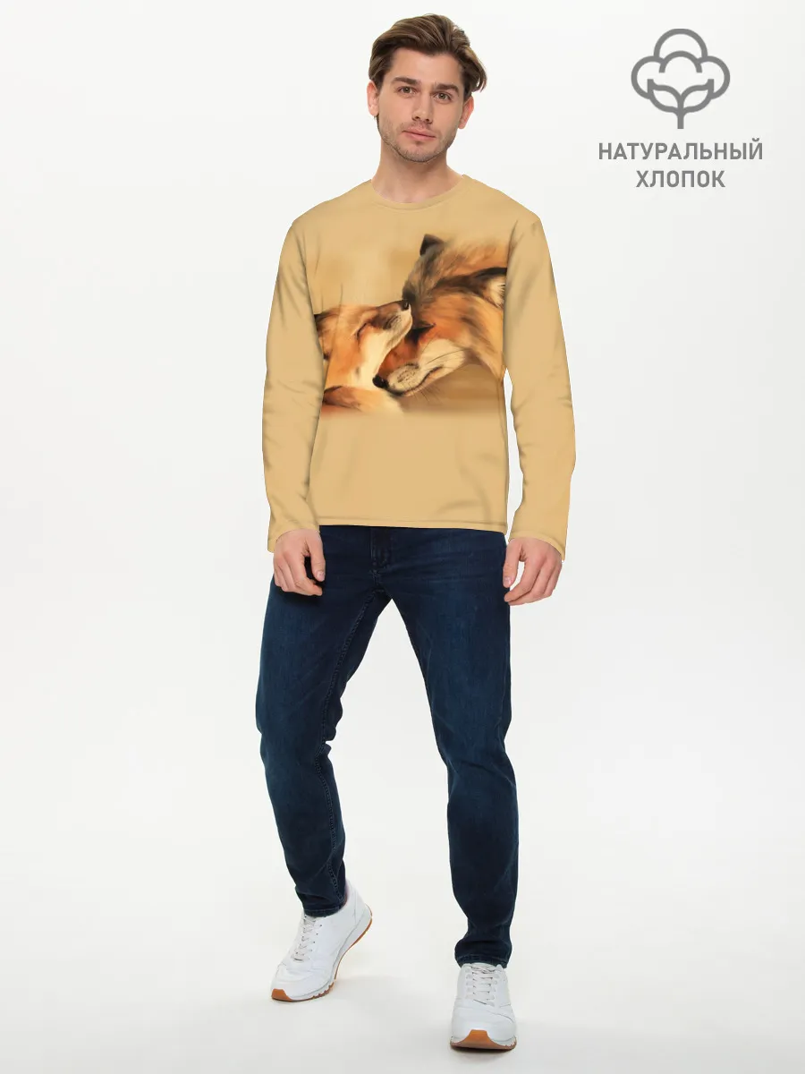 Мужской лонгслив базовый / Лисички