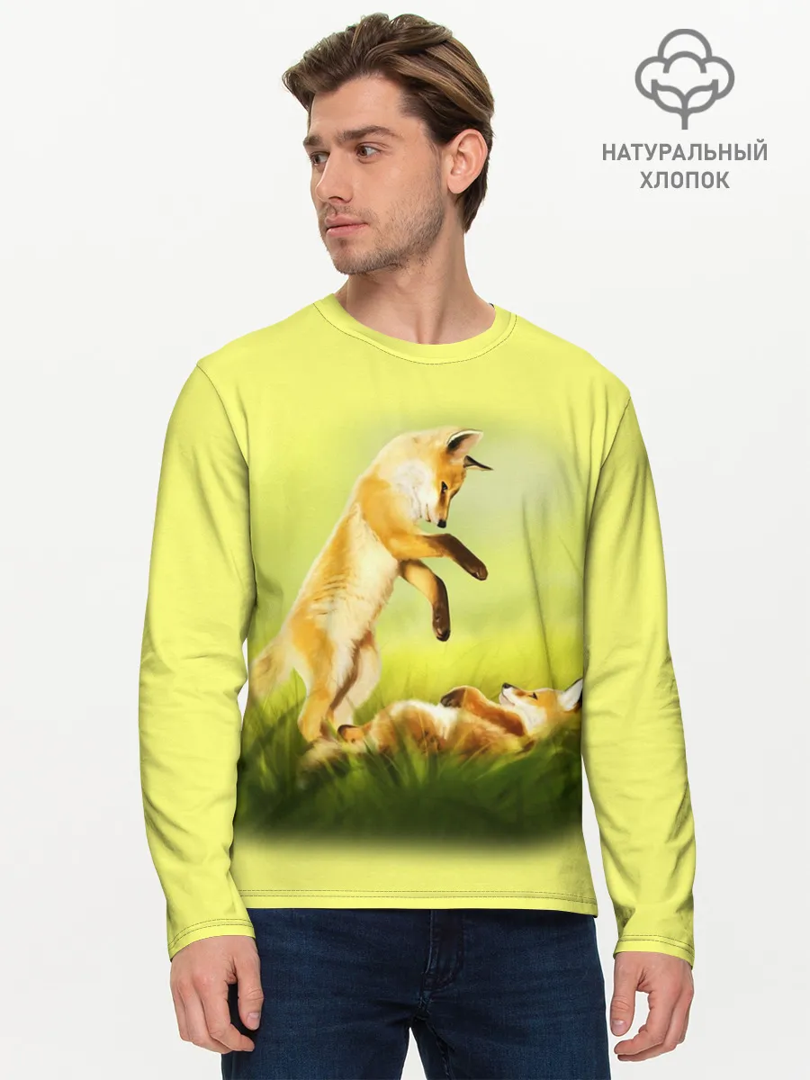 Мужской лонгслив базовый / Лисята