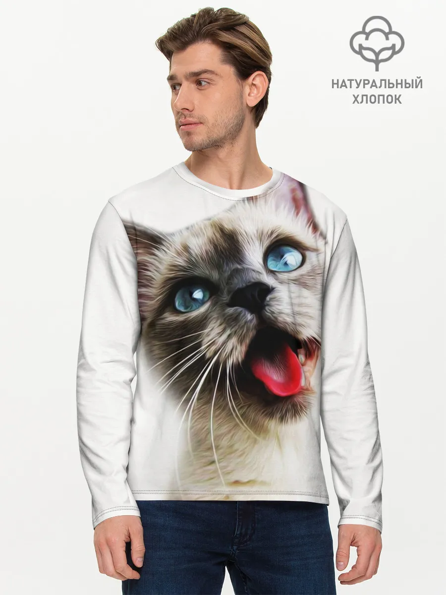 Мужской лонгслив базовый / Котик