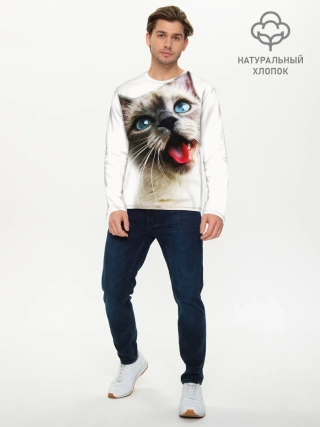 Мужской лонгслив базовый / Котик