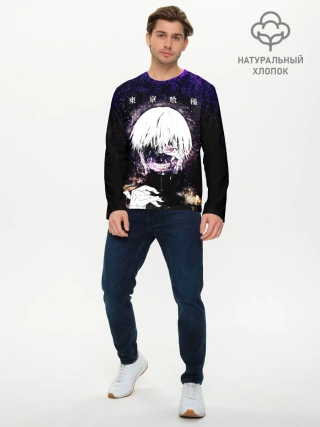 Мужской лонгслив базовый / Kaneki Ken фиолетовый верх