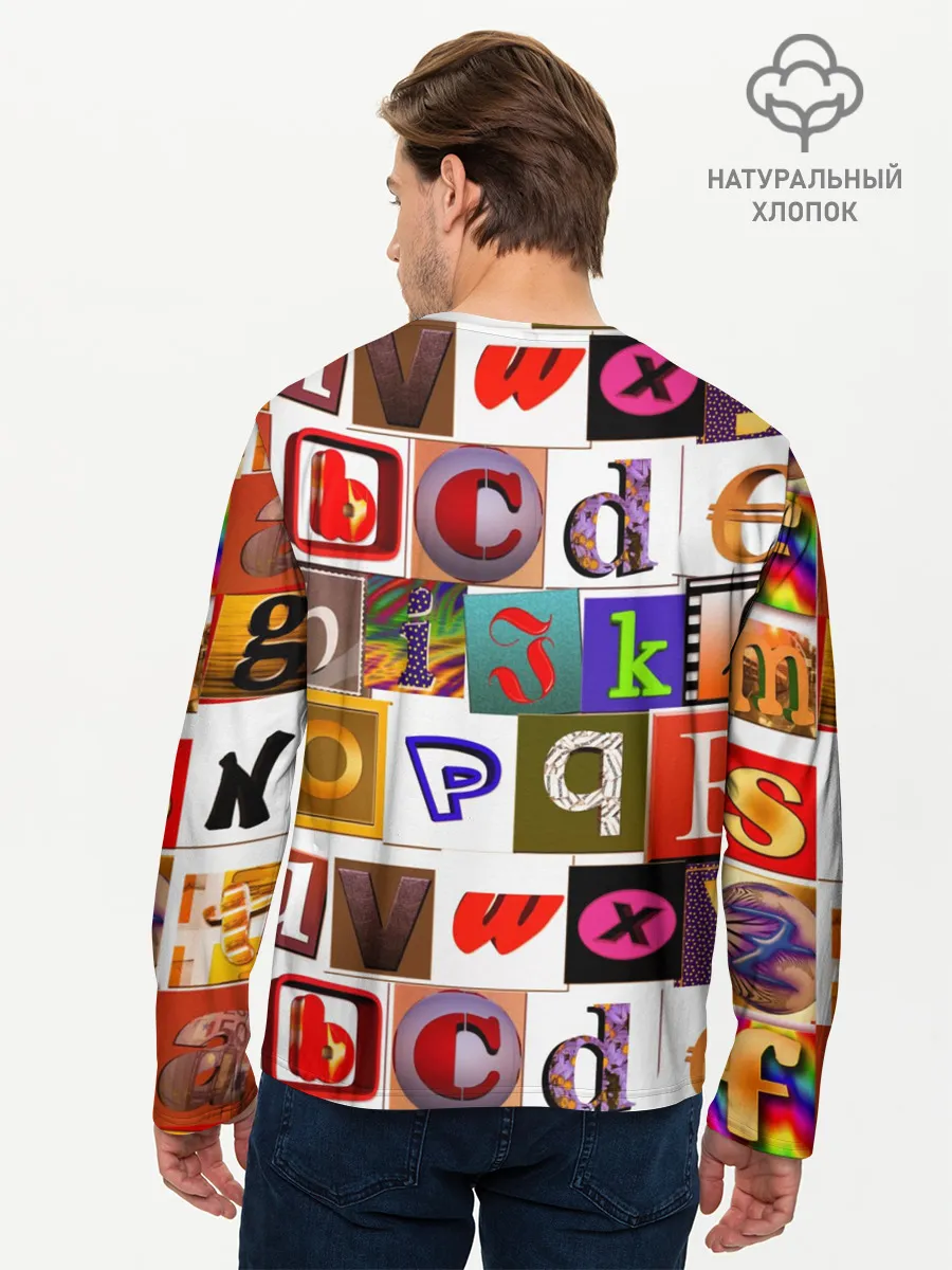 Мужской лонгслив базовый / Английские буквы # 2