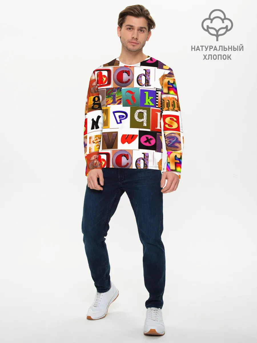 Мужской лонгслив базовый / Английские буквы # 2