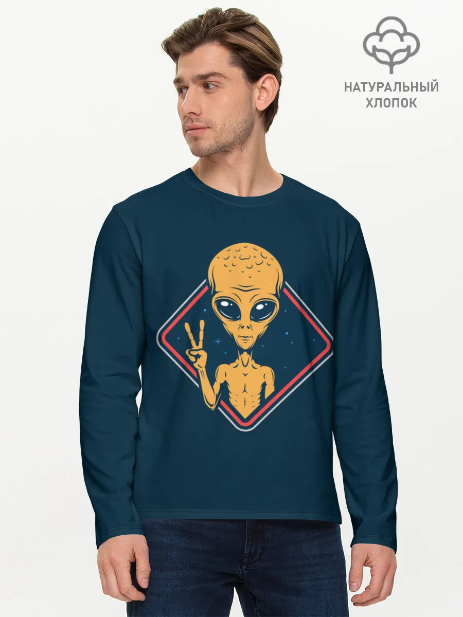 Мужской лонгслив базовый / НЛО / UFO