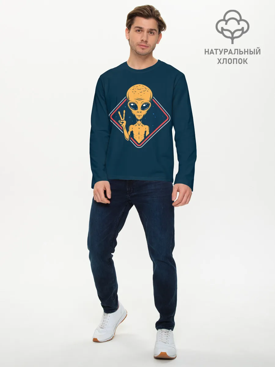 Мужской лонгслив базовый / НЛО / UFO