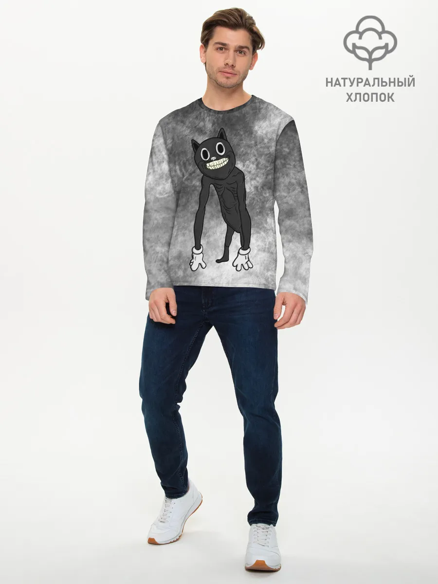 Мужской лонгслив базовый / Cartoon cat