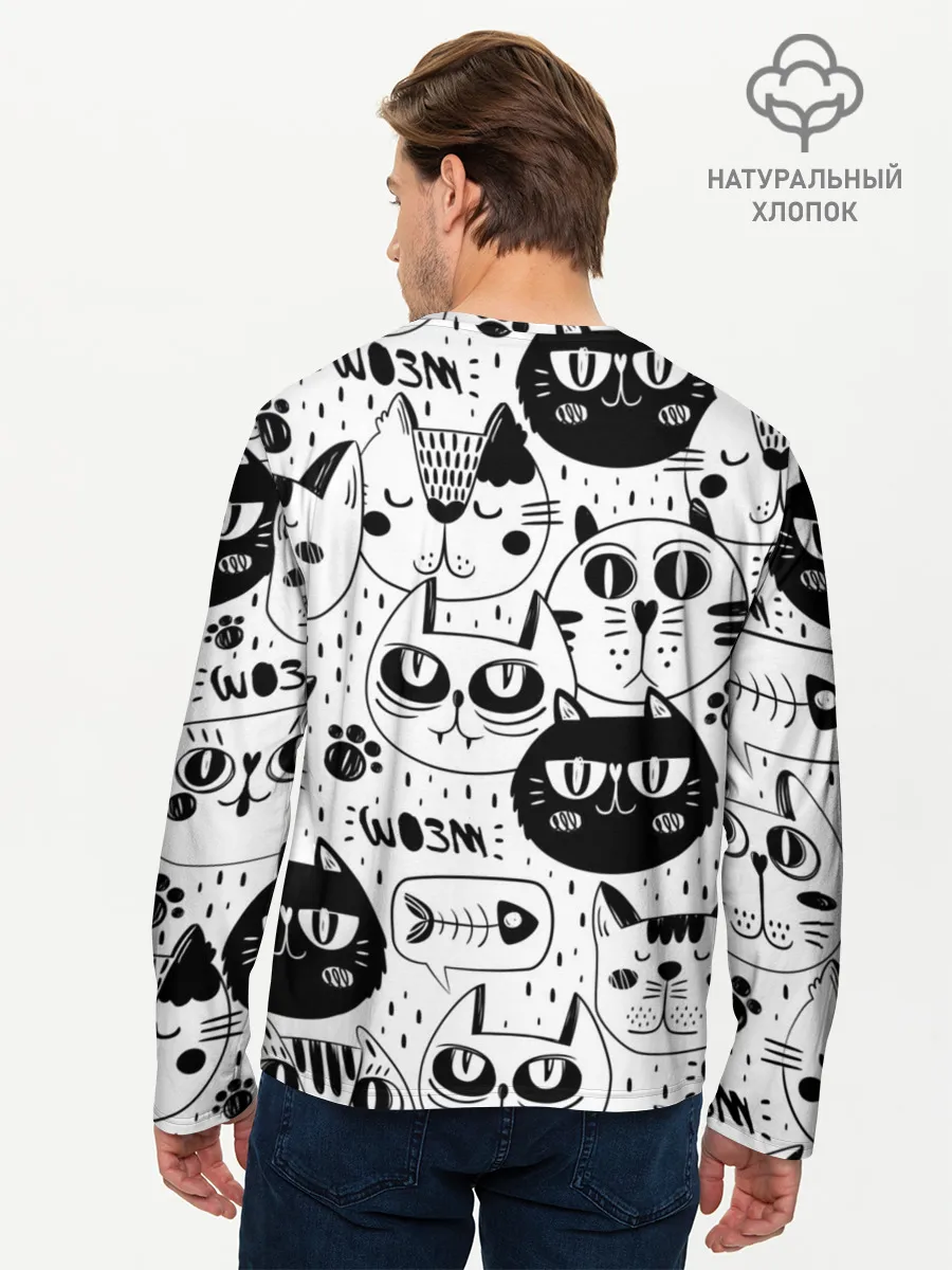 Мужской лонгслив базовый / Кошки