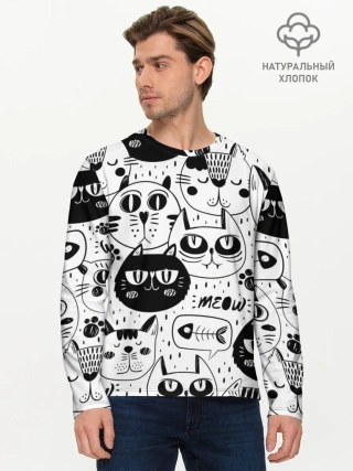 Мужской лонгслив базовый / Кошки