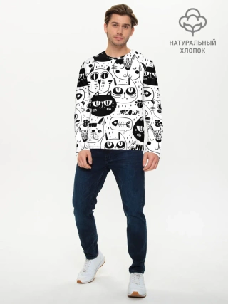 Мужской лонгслив базовый / Кошки