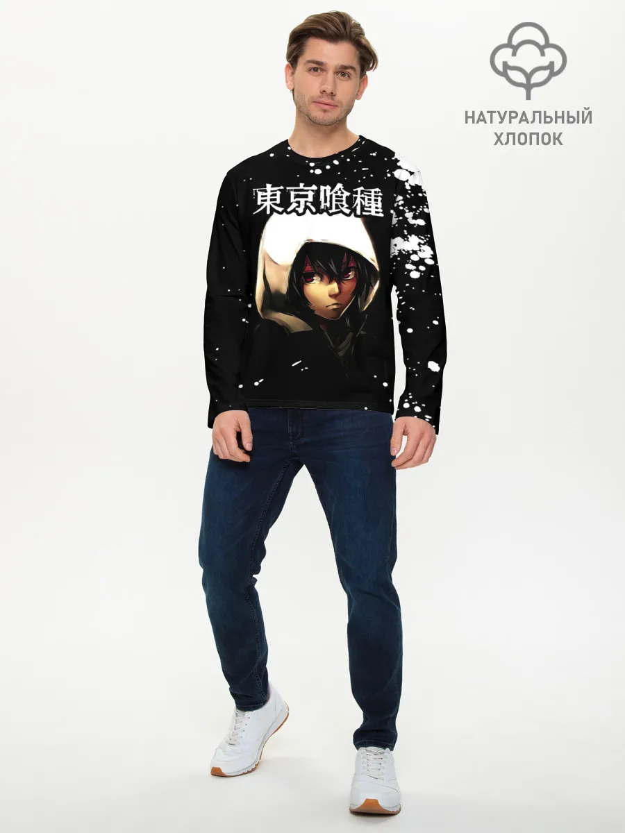 Мужской лонгслив базовый / Тоука Киришима в капюшоне