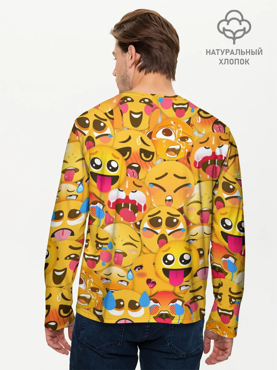 Мужской лонгслив базовый / Ахегао эмодзи паттерн