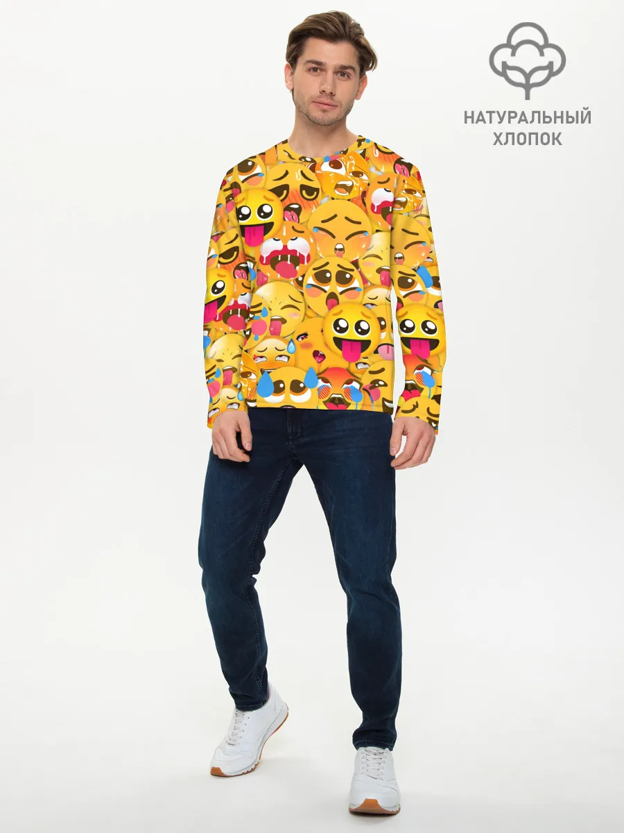 Мужской лонгслив базовый / Ахегао эмодзи паттерн
