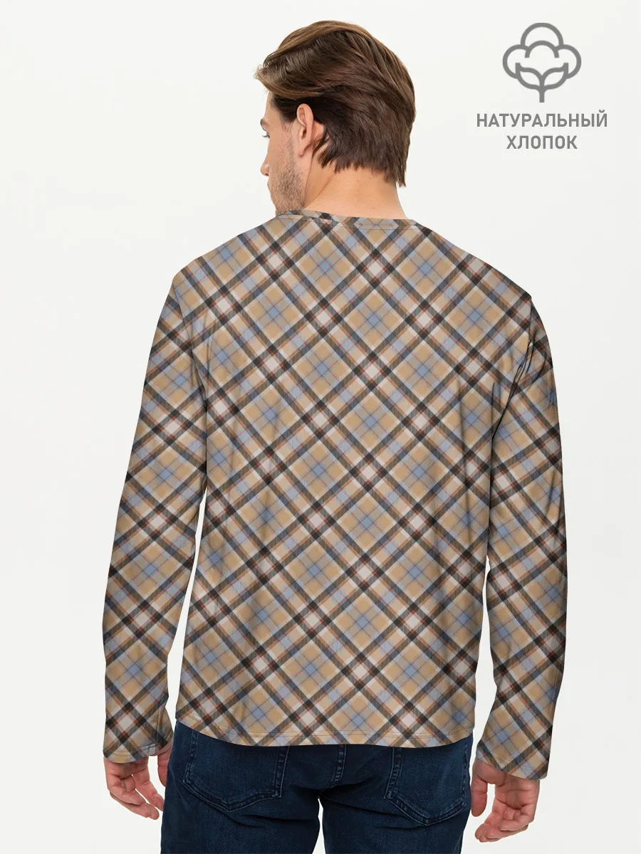 Мужской лонгслив базовый / Клеточный узор