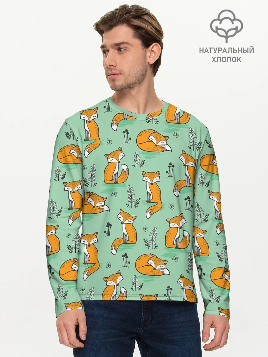 Мужской лонгслив базовый / Лиса с Грибами