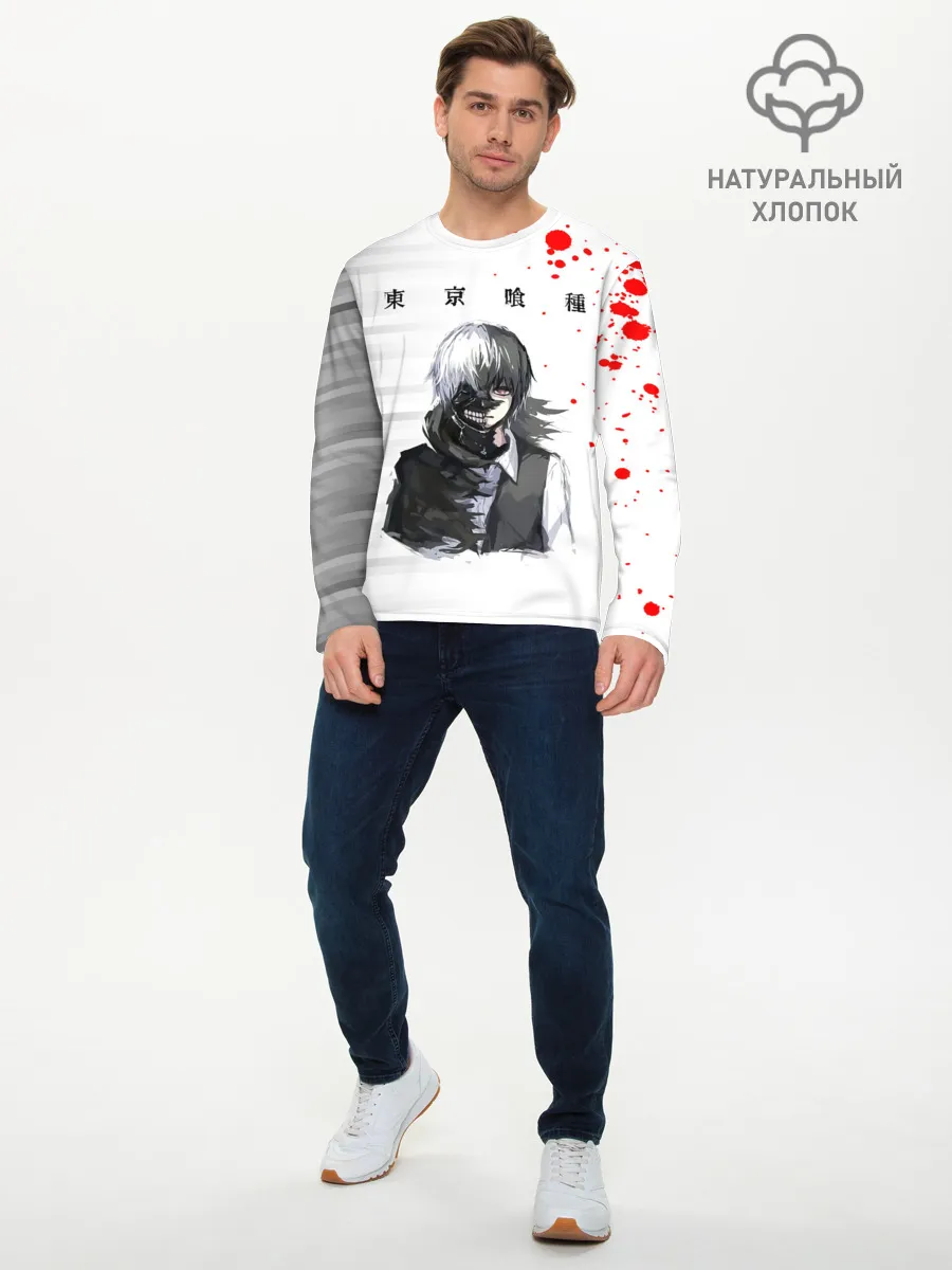 Мужской лонгслив базовый / Kaneki Ken красные капли