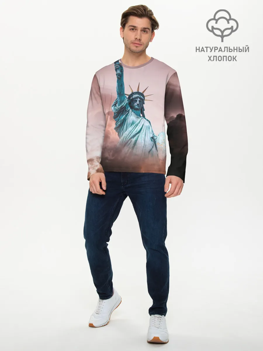 Мужской лонгслив базовый / Статуя свободы
