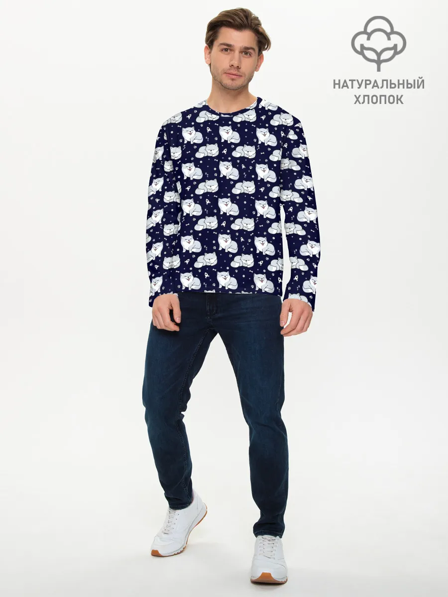 Мужской лонгслив базовый / Милая Шиба Ину