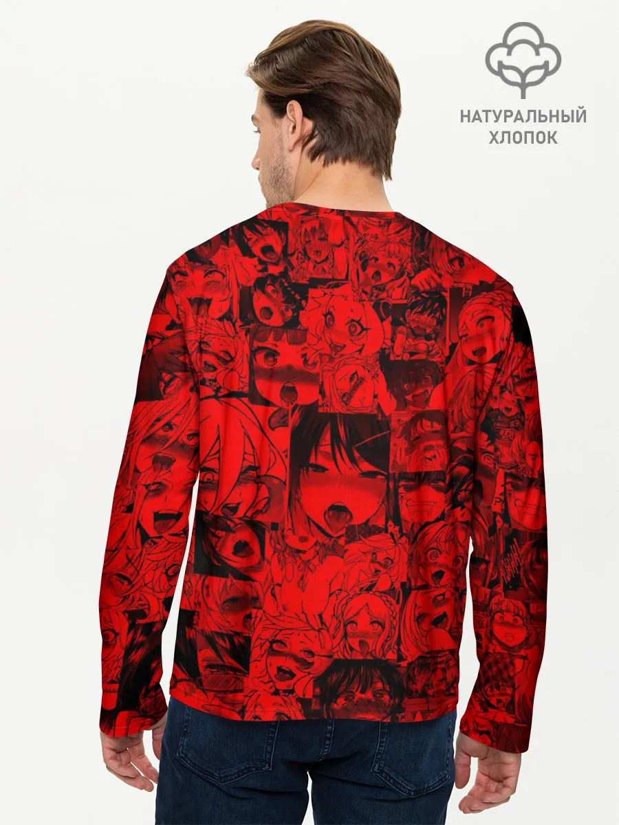 Мужской лонгслив базовый / Ahegao red