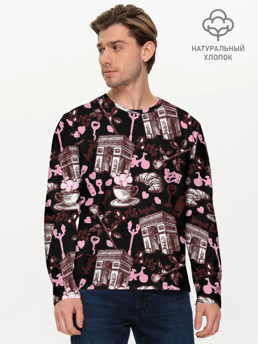 Мужской лонгслив базовый / Париж / Paris