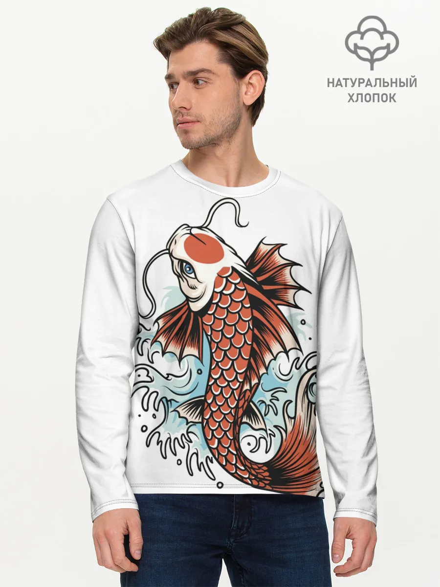 Мужской лонгслив базовый / Карп Кои