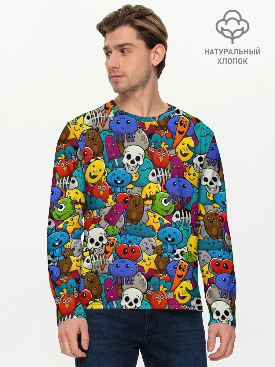 Мужской лонгслив базовый / Граффити