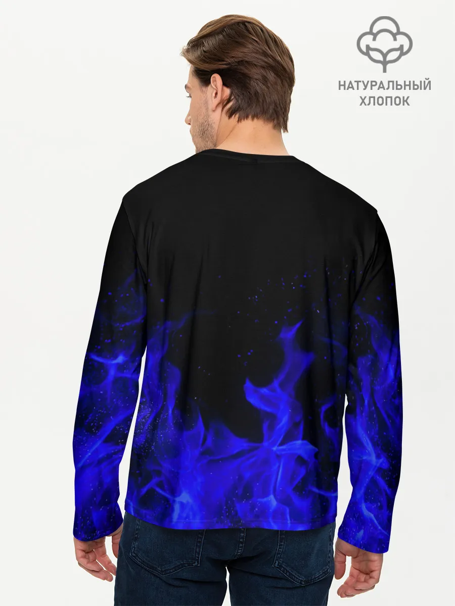 Мужской лонгслив базовый / Синий Огонь
