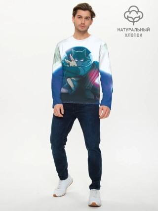 Мужской лонгслив базовый / Легоси Хару крупный принт