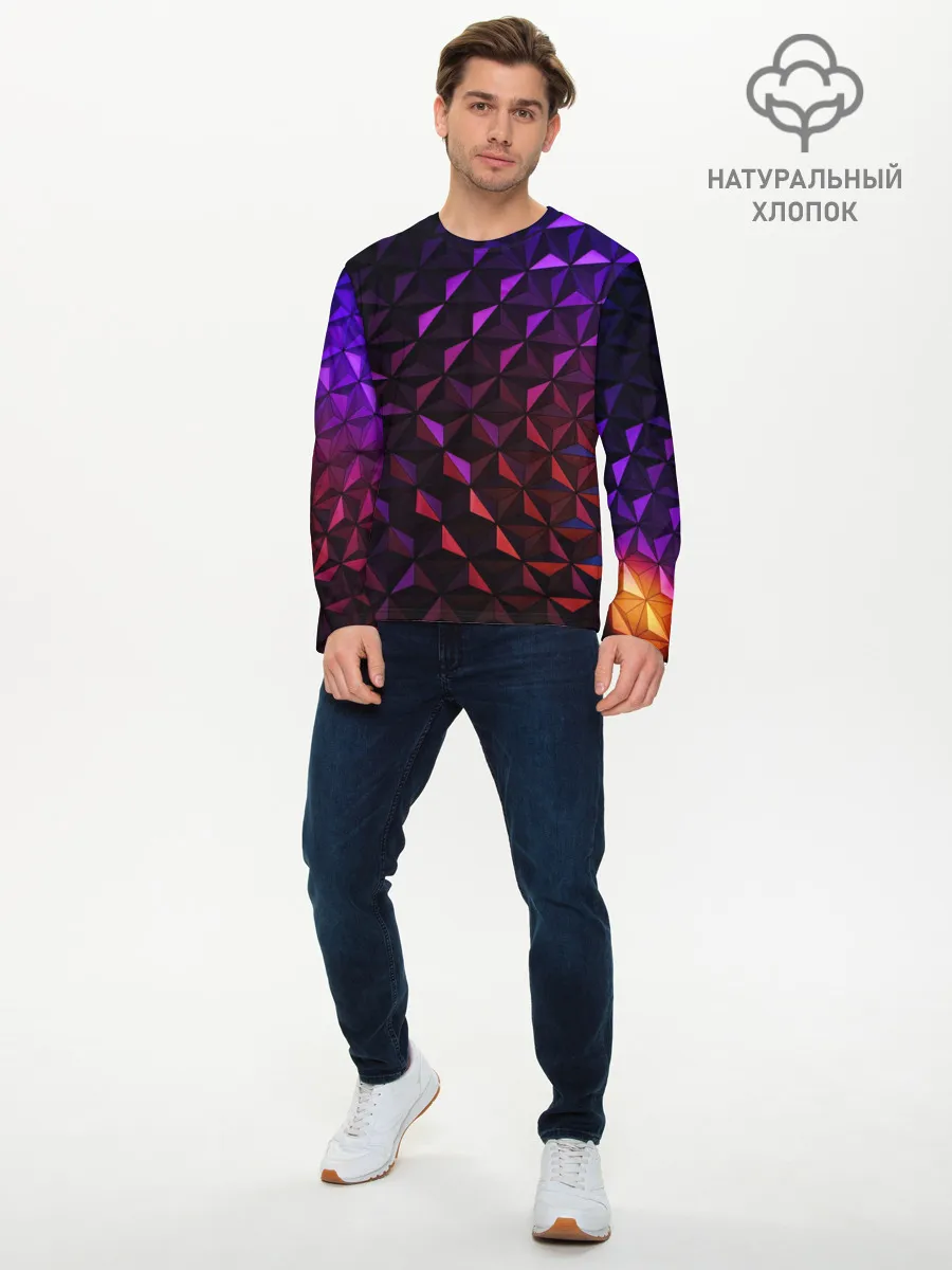 Мужской лонгслив базовый / Неоновая Текстура