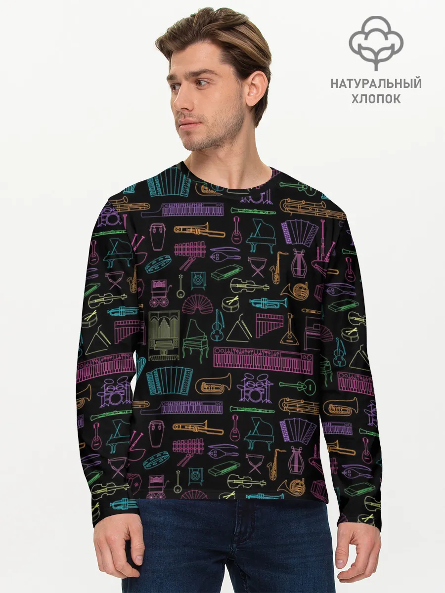 Мужской лонгслив базовый / Музыкальные Инструменты