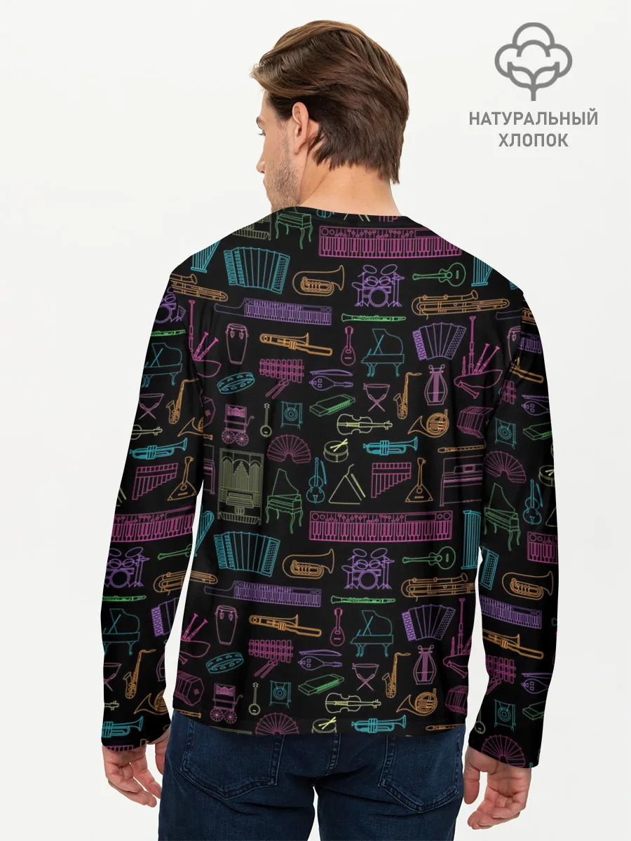 Мужской лонгслив базовый / Музыкальные Инструменты
