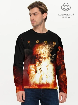 Мужской лонгслив базовый / Огненый Канеки Кен
