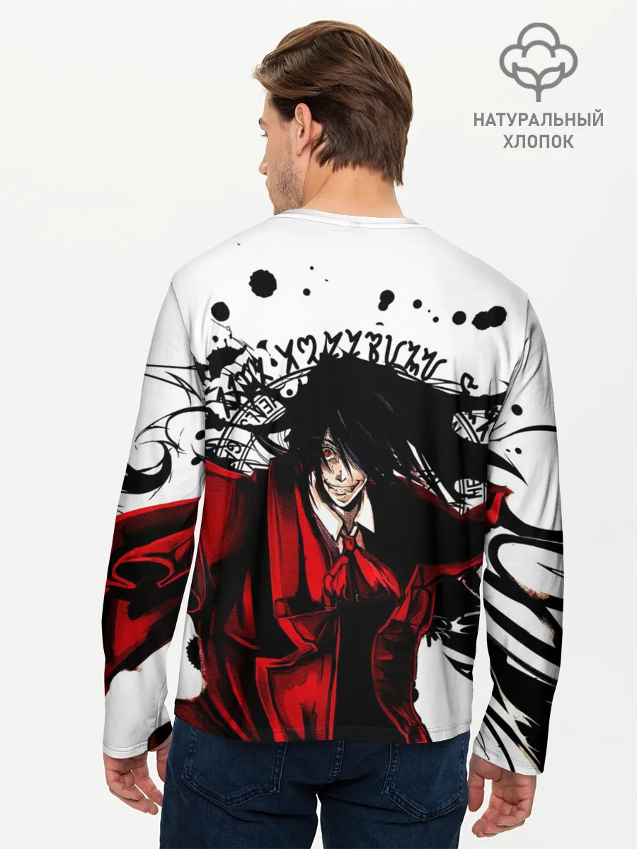 Мужской лонгслив базовый / Алукард на белом фоне