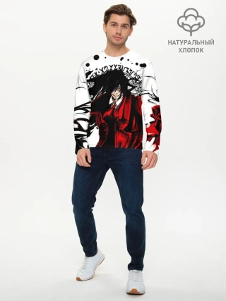 Мужской лонгслив базовый / Алукард на белом фоне