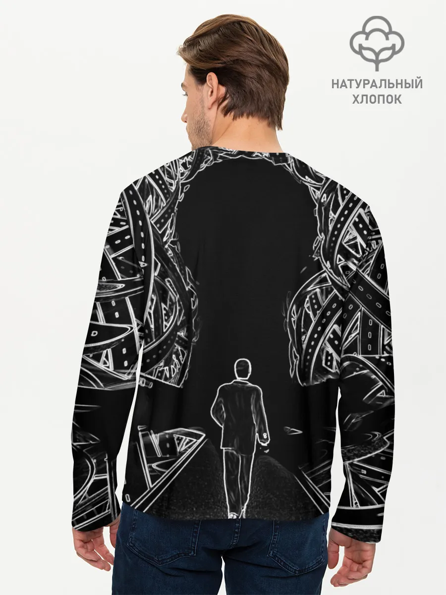 Мужской лонгслив базовый / Дорога в некуда