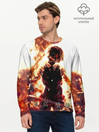 Мужской лонгслив базовый / Канеки Кен в огне