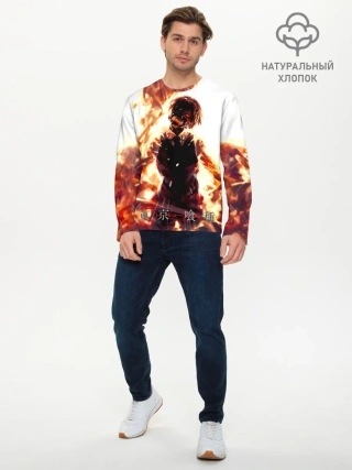 Мужской лонгслив базовый / Канеки Кен в огне