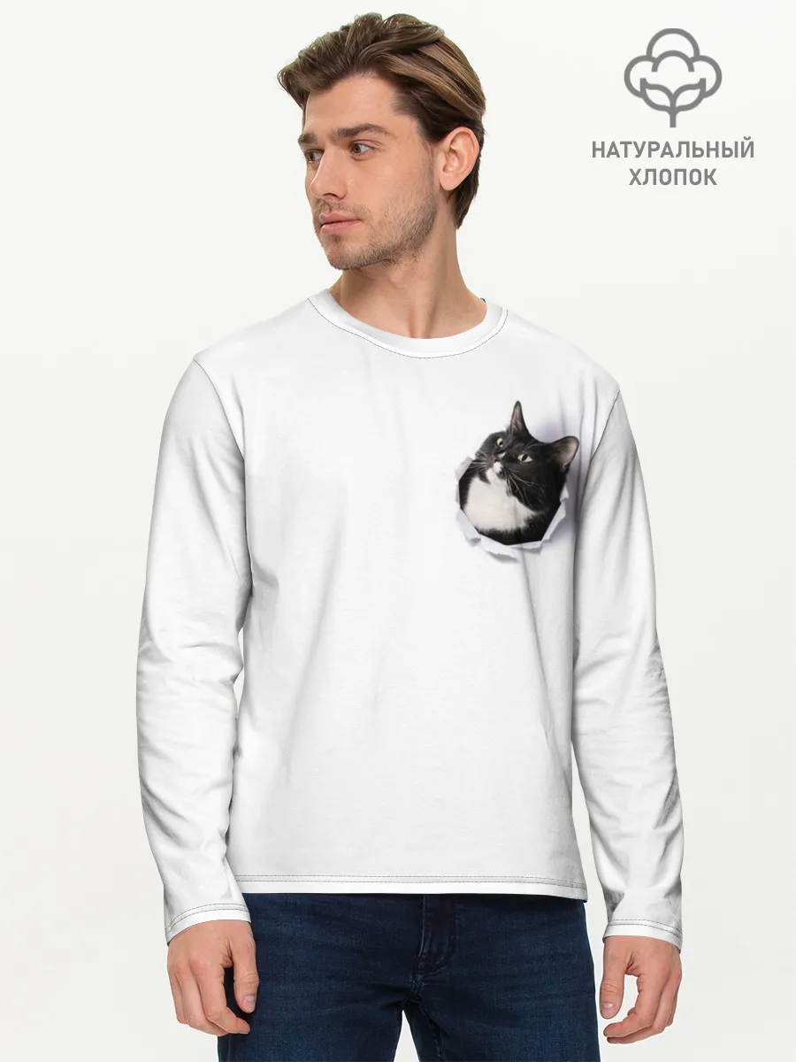 Мужской лонгслив базовый / КОТ В СЕРДЦЕ