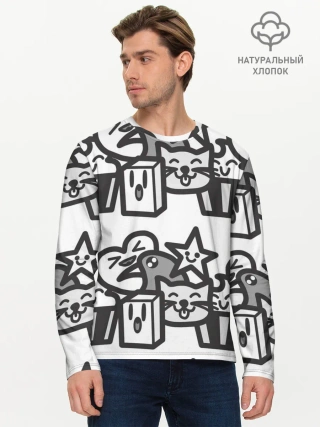 Мужской лонгслив базовый / Чёрно-белые дудлы